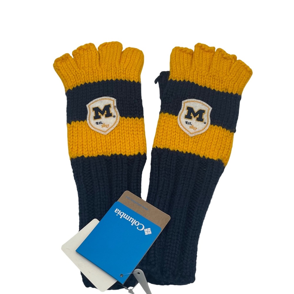 Michigan Wolverines Women's M‎ Knitted Fingerless Gloves Columbia Spirit Fingers